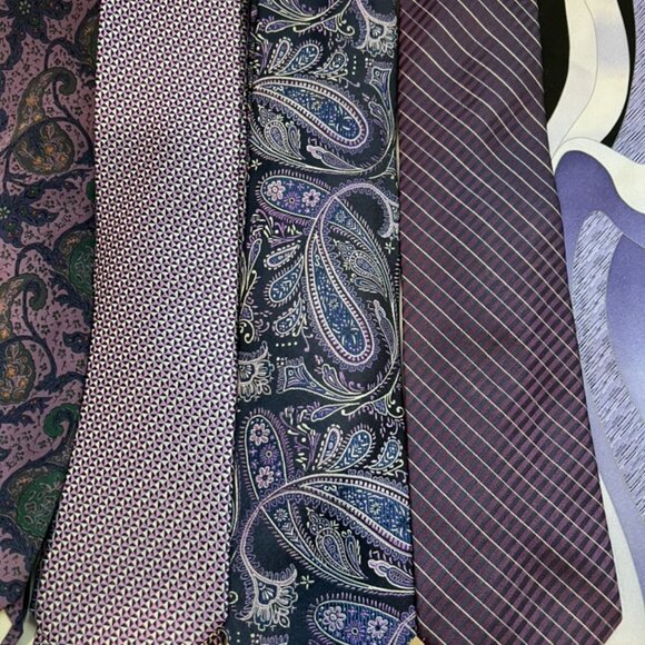 Vintage Lot of 8 Purple Silk Ties Valentino Countess Mara Chaps Stacy Adams - Picture 3 of 12